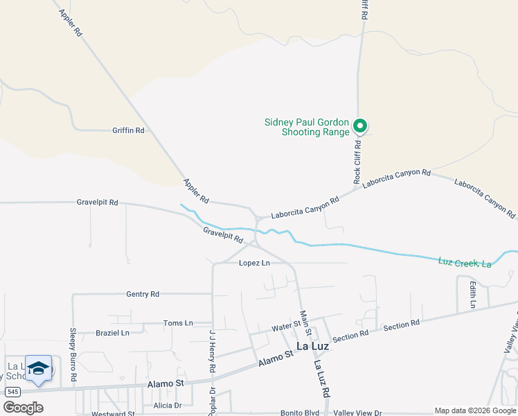 map of restaurants, bars, coffee shops, grocery stores, and more near Appler Road in La Luz