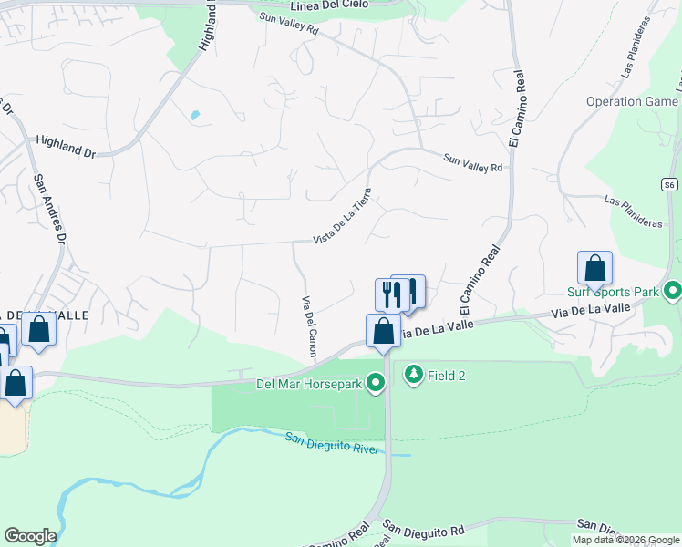 map of restaurants, bars, coffee shops, grocery stores, and more near 4647 Rancho Reposo in Del Mar