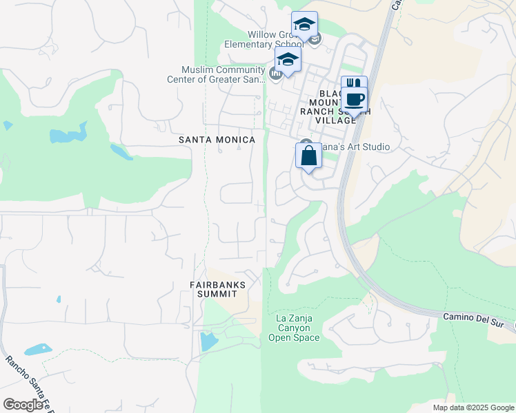 map of restaurants, bars, coffee shops, grocery stores, and more near 14510 Camino De La Luna in San Diego