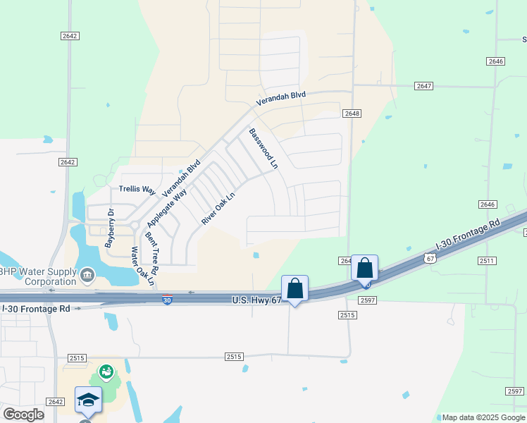 map of restaurants, bars, coffee shops, grocery stores, and more near 1825 Tulipwood Drive in Royse City