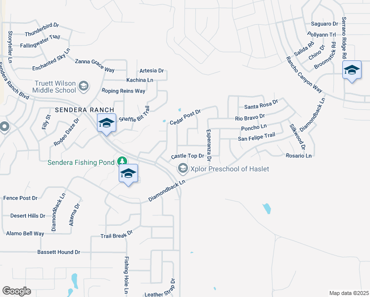 map of restaurants, bars, coffee shops, grocery stores, and more near 1049 Fort Apache Drive in Haslet