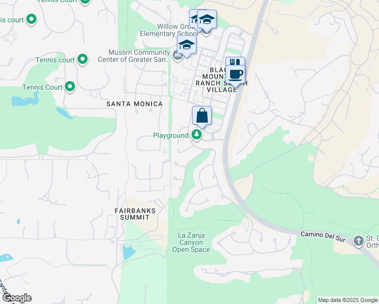 map of restaurants, bars, coffee shops, grocery stores, and more near 7567 Delfina in San Diego