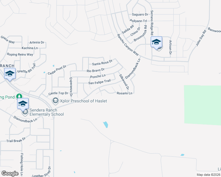 map of restaurants, bars, coffee shops, grocery stores, and more near 669 Rosario Lane in Haslet