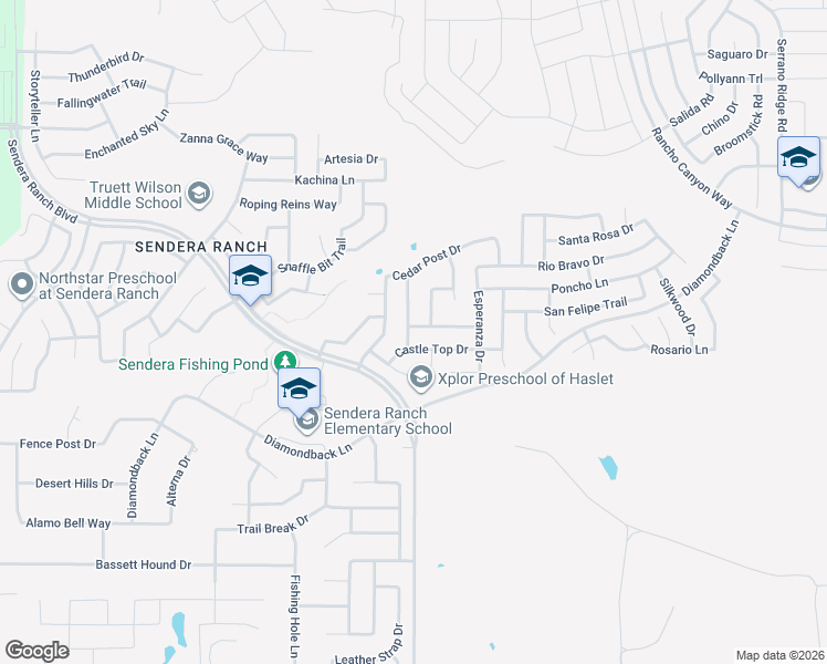 map of restaurants, bars, coffee shops, grocery stores, and more near 1061 Fort Apache Drive in Haslet