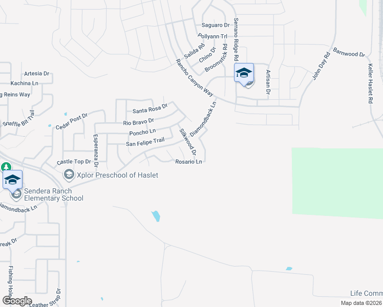 map of restaurants, bars, coffee shops, grocery stores, and more near 14001 Silkwood Drive in Haslet