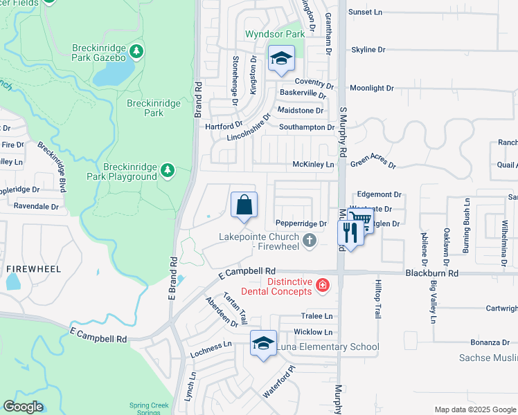 map of restaurants, bars, coffee shops, grocery stores, and more near 2601 Bitternut Drive in Richardson