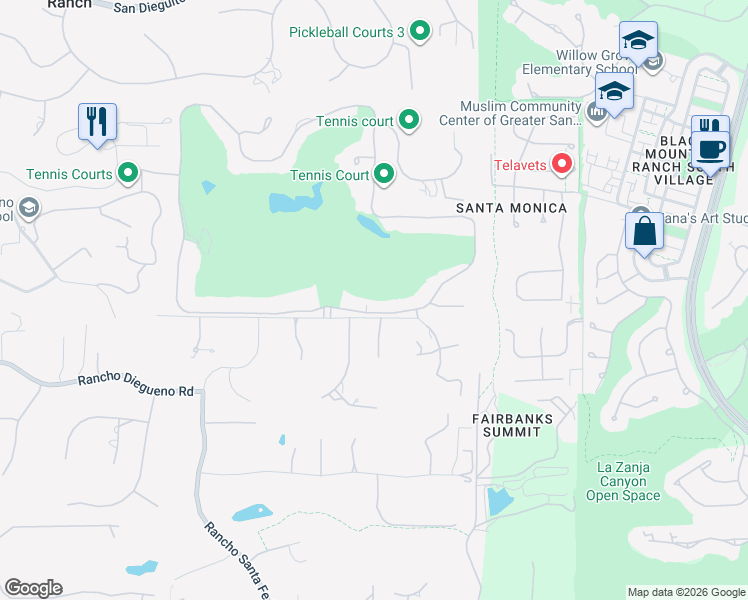 map of restaurants, bars, coffee shops, grocery stores, and more near 6796 Saint Andrews Road in Del Mar
