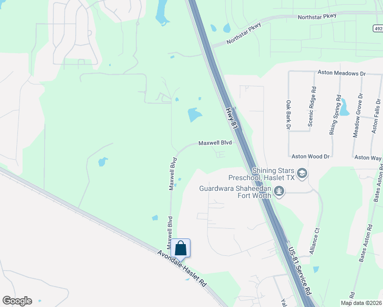 map of restaurants, bars, coffee shops, grocery stores, and more near 14176 Maxwell Boulevard in Fort Worth