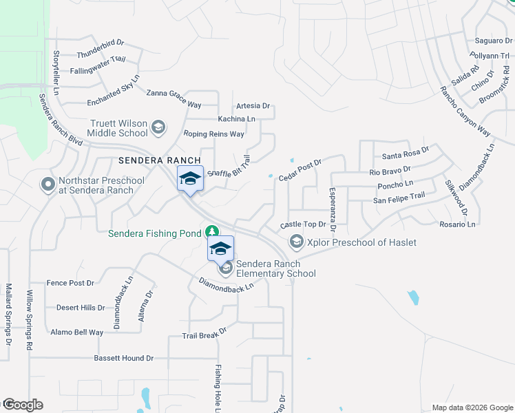 map of restaurants, bars, coffee shops, grocery stores, and more near 14180 Sendera Ranch Boulevard in Haslet