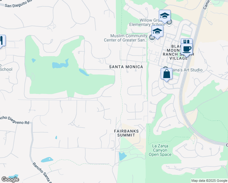 map of restaurants, bars, coffee shops, grocery stores, and more near 7452 La Mantanza in San Diego