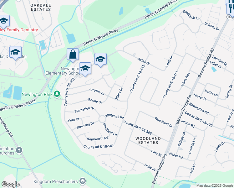 map of restaurants, bars, coffee shops, grocery stores, and more near 105 Blake Drive in Summerville