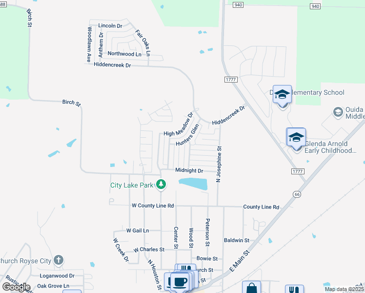 map of restaurants, bars, coffee shops, grocery stores, and more near 1228 Lost Valley Drive in Royse City