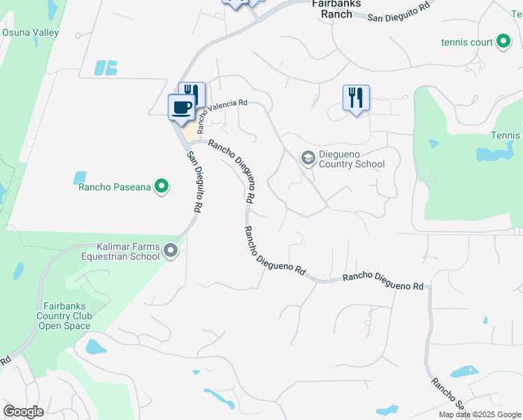 map of restaurants, bars, coffee shops, grocery stores, and more near 5962 Rancho Diegueno Road in Del Mar