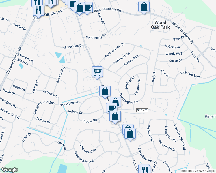map of restaurants, bars, coffee shops, grocery stores, and more near 12 Units Old Trolley Road in Summerville
