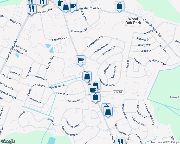 map of restaurants, bars, coffee shops, grocery stores, and more near 12 Units Old Trolley Road in Summerville