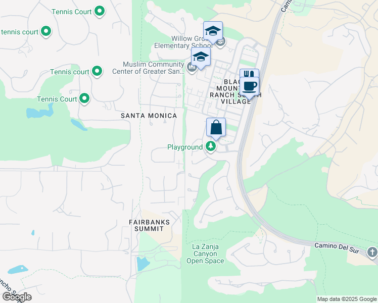 map of restaurants, bars, coffee shops, grocery stores, and more near 14582 Luna Media in San Diego