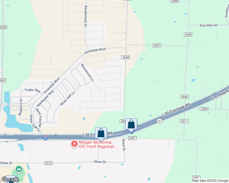 map of restaurants, bars, coffee shops, grocery stores, and more near 2129 Whispering Sage blvd in Royse City