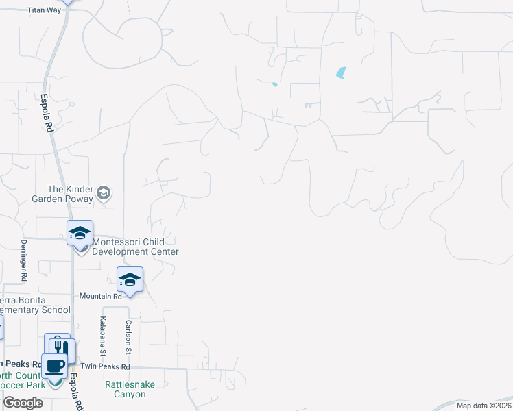 map of restaurants, bars, coffee shops, grocery stores, and more near Tooth Rock Road in Poway