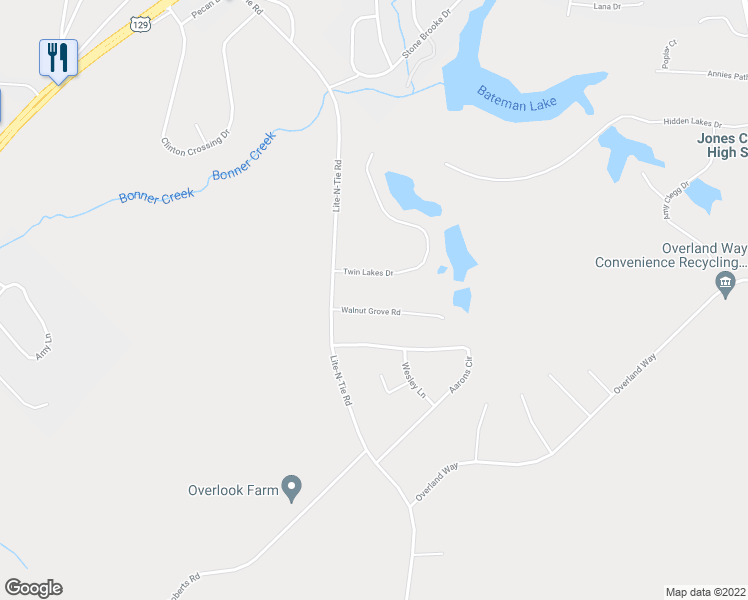 map of restaurants, bars, coffee shops, grocery stores, and more near 321 Walnut Grove Road in Gray