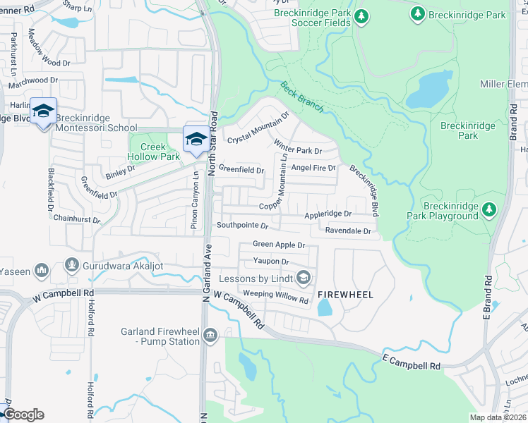 map of restaurants, bars, coffee shops, grocery stores, and more near 4524 Copper Mountain Lane in Richardson