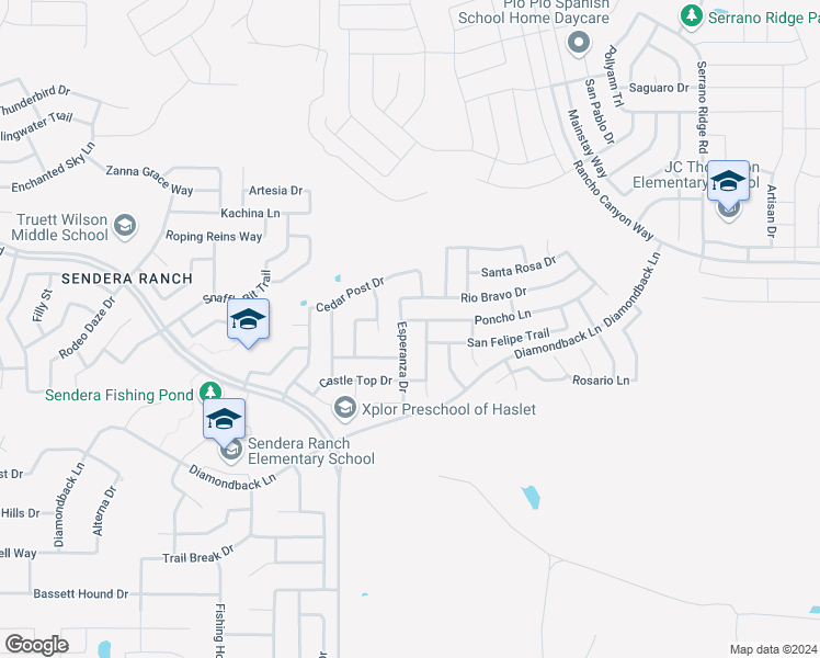 map of restaurants, bars, coffee shops, grocery stores, and more near 14124 Esperanza Drive in Haslet