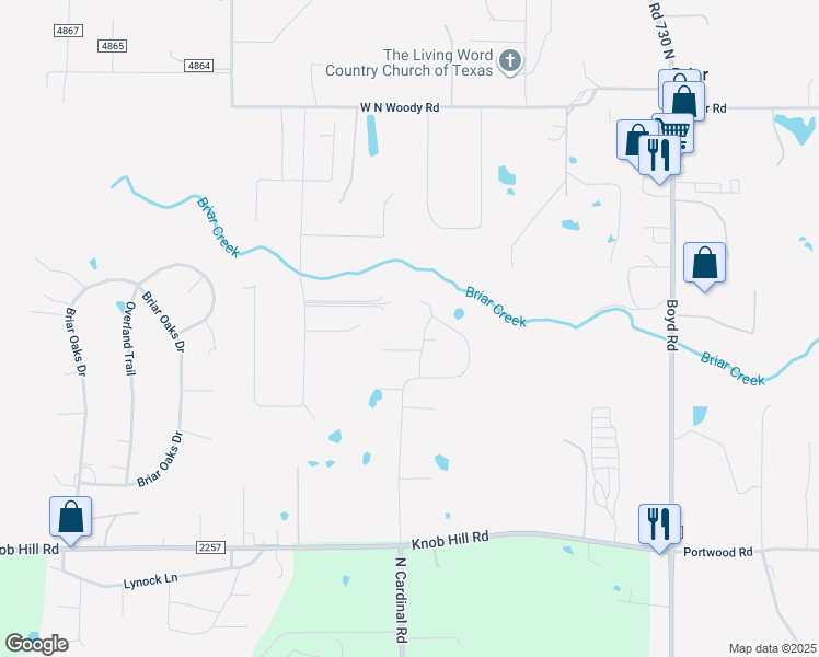 map of restaurants, bars, coffee shops, grocery stores, and more near 3198 North Cardinal Road in Azle