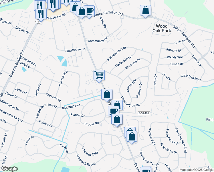 map of restaurants, bars, coffee shops, grocery stores, and more near 12 Units Old Trolley Road in Summerville