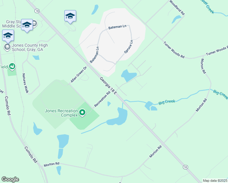 map of restaurants, bars, coffee shops, grocery stores, and more near 545 Georgia 18 in Gray