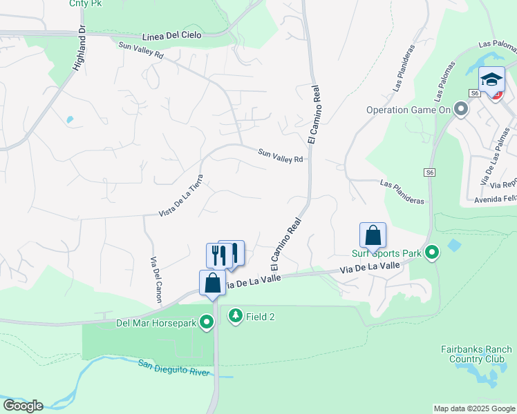 map of restaurants, bars, coffee shops, grocery stores, and more near 4939 Rancho Viejo Drive in Del Mar