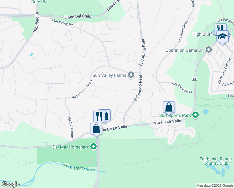 map of restaurants, bars, coffee shops, grocery stores, and more near 4939 Rancho Viejo Drive in Del Mar