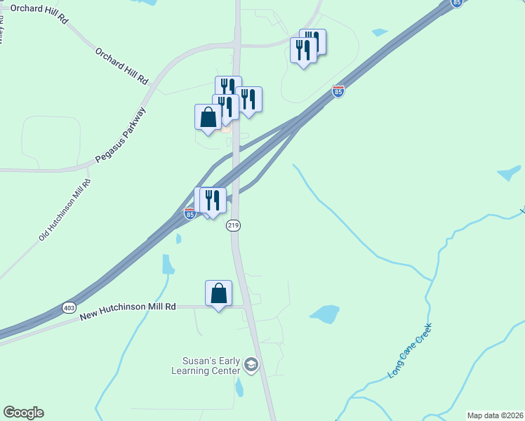 map of restaurants, bars, coffee shops, grocery stores, and more near 2555 Whitesville Road in LaGrange
