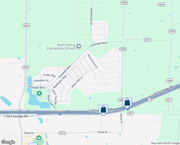 map of restaurants, bars, coffee shops, grocery stores, and more near 1816 River Oak Lane in Royse City
