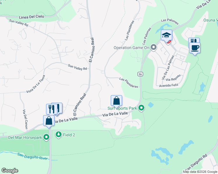 map of restaurants, bars, coffee shops, grocery stores, and more near 15148 Las Planideras in Rancho Santa Fe