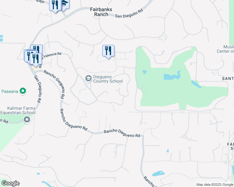 map of restaurants, bars, coffee shops, grocery stores, and more near 14821 Rancho Valencia Vista in Del Mar