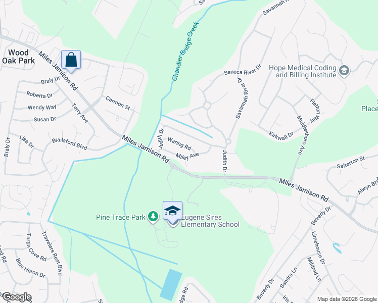 map of restaurants, bars, coffee shops, grocery stores, and more near 220 Judith Drive in Summerville