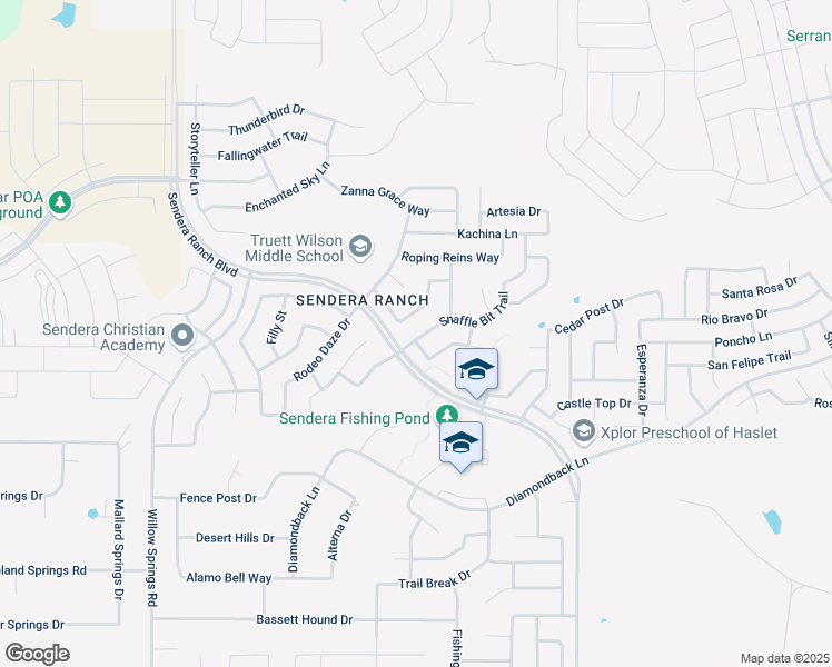 map of restaurants, bars, coffee shops, grocery stores, and more near 14117 Snaffle Bit Trail in Haslet