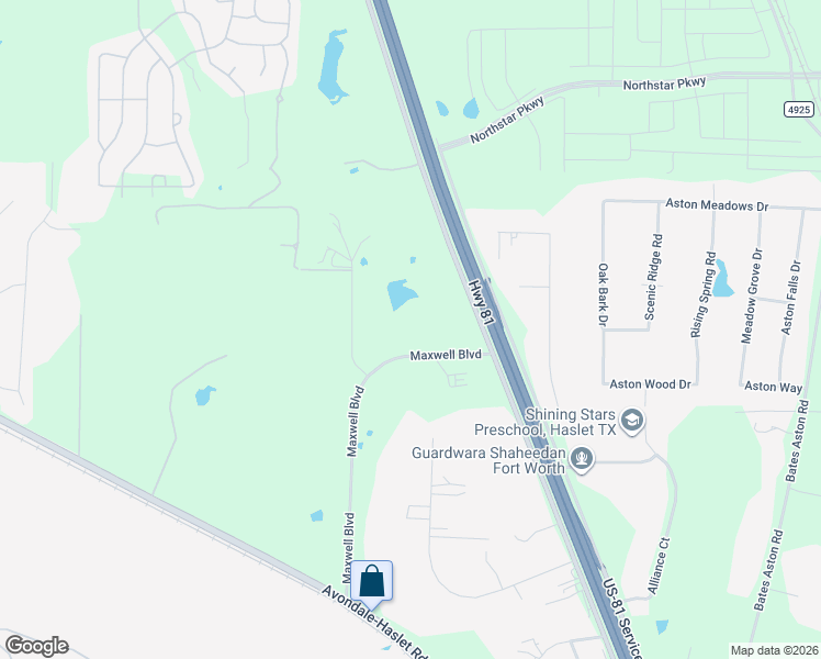 map of restaurants, bars, coffee shops, grocery stores, and more near 14199 Maxwell Boulevard in Fort Worth