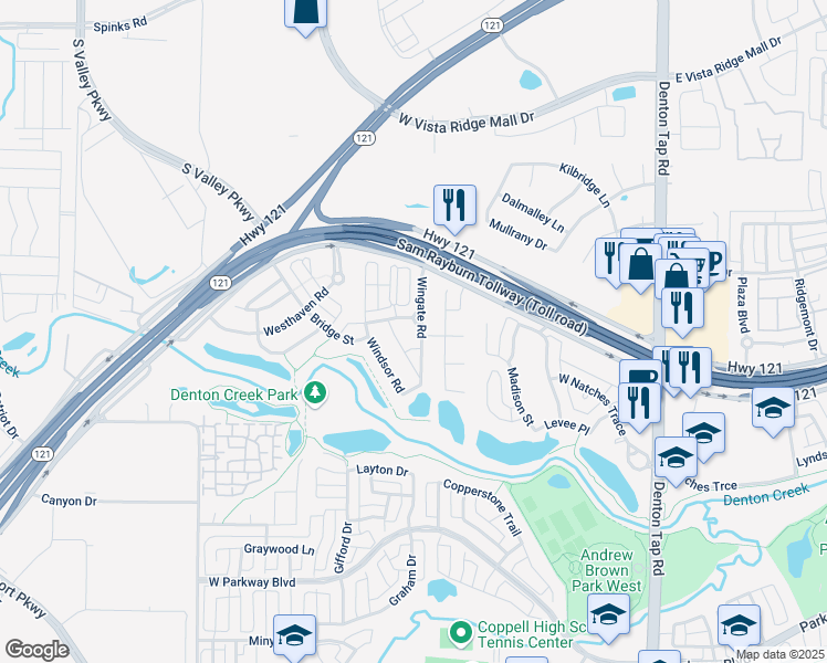 map of restaurants, bars, coffee shops, grocery stores, and more near 514 Evergreen Drive in Coppell