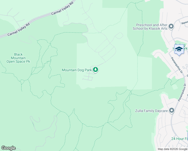 map of restaurants, bars, coffee shops, grocery stores, and more near Black Mountain Hike in San Diego