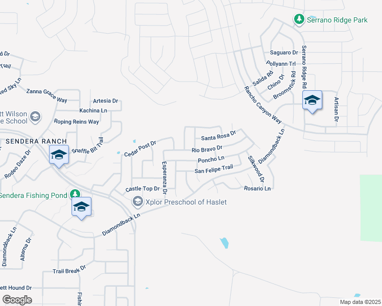 map of restaurants, bars, coffee shops, grocery stores, and more near 845 Rio Bravo Drive in Haslet
