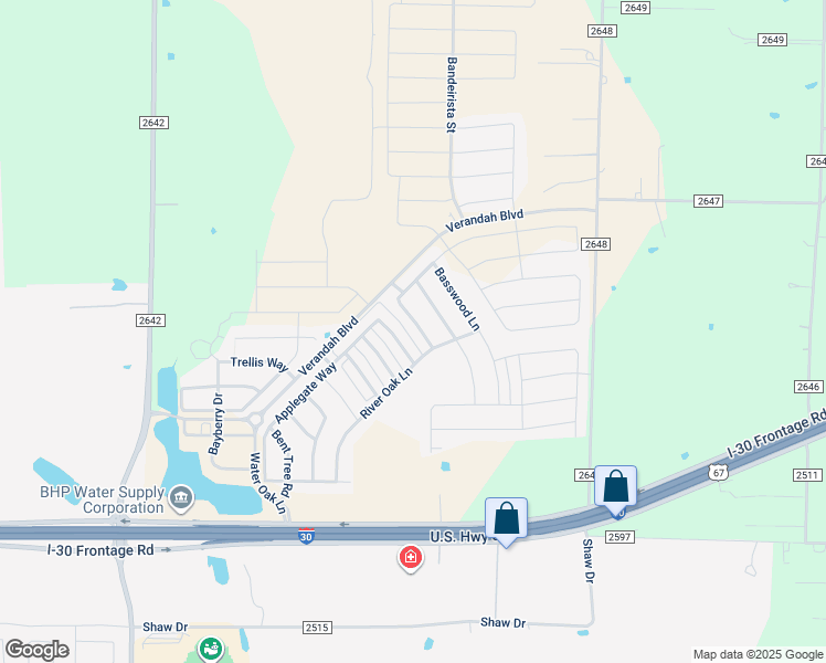map of restaurants, bars, coffee shops, grocery stores, and more near 1225 Alder Tree Lane in Royse City