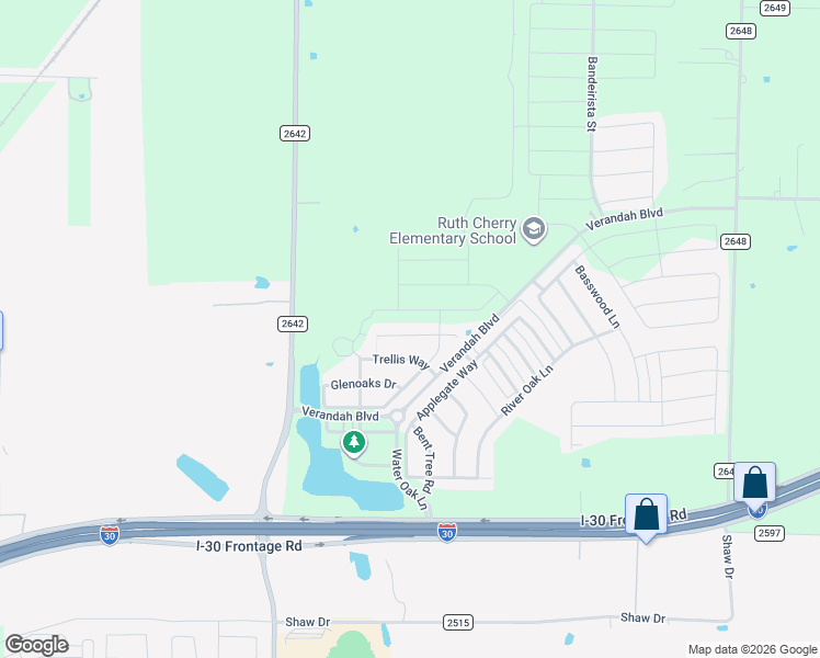 map of restaurants, bars, coffee shops, grocery stores, and more near 3028 Oakcrest Drive in Royse City