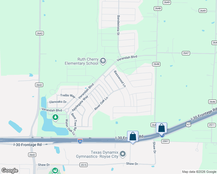 map of restaurants, bars, coffee shops, grocery stores, and more near 1305 Alder Tree Lane in Royse City