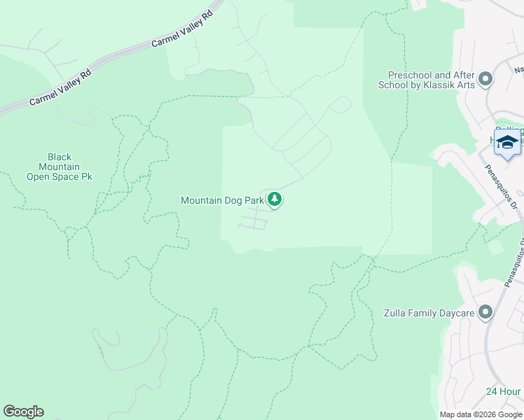 map of restaurants, bars, coffee shops, grocery stores, and more near Black Mountain Hike in San Diego