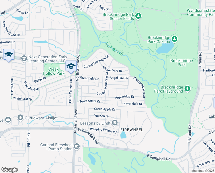 map of restaurants, bars, coffee shops, grocery stores, and more near 4600 Deer Valley Lane in Richardson