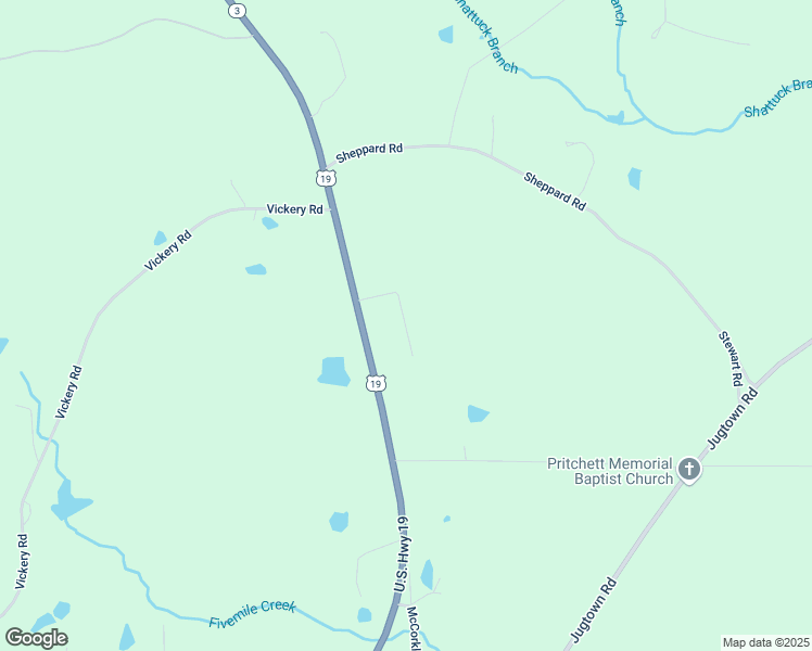 map of restaurants, bars, coffee shops, grocery stores, and more near Stage Coach Road in Meansville
