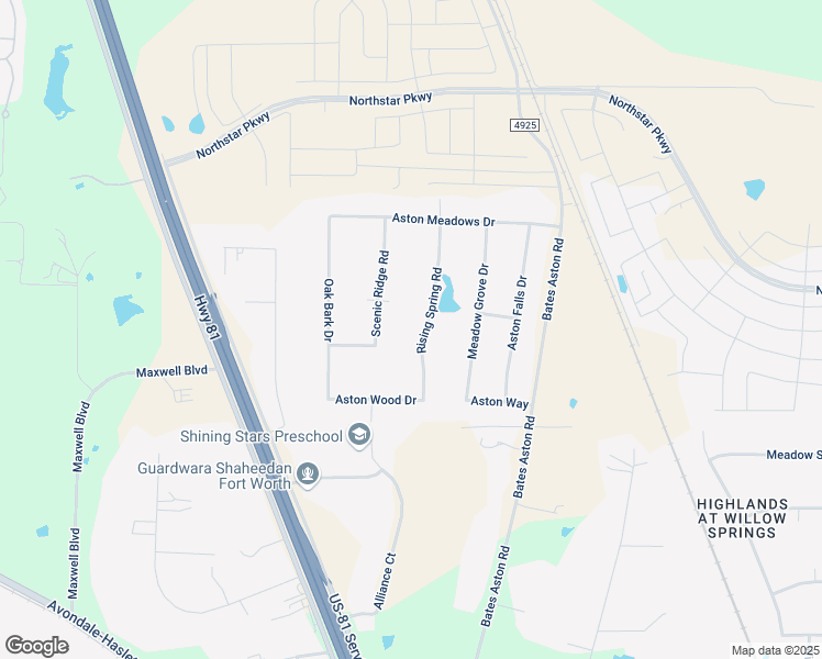 map of restaurants, bars, coffee shops, grocery stores, and more near 14108 Scenic Ridge Road in Haslet