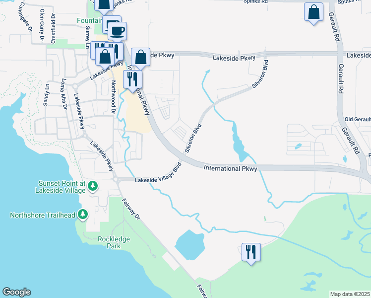 map of restaurants, bars, coffee shops, grocery stores, and more near 669 Silveron Boulevard in Flower Mound