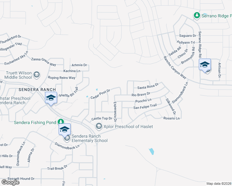 map of restaurants, bars, coffee shops, grocery stores, and more near 936 Rio Bravo Drive in Haslet