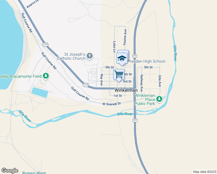 map of restaurants, bars, coffee shops, grocery stores, and more near 198 Randall Avenue in Winkelman